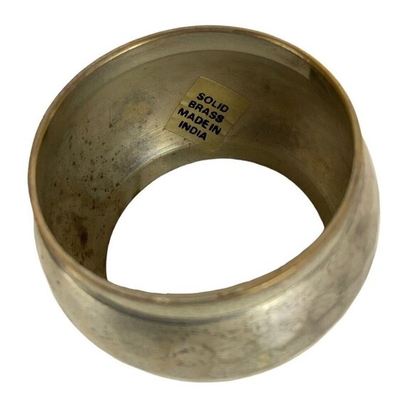 Hammered Silvertone Brass Napkin Rings Set Of 10 With Patina Finish Made In Indi - Picture 7 of 7